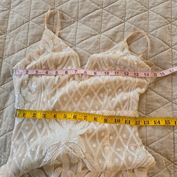 Lulus Destined for Romance Maxi Dress Women's XS Beige White Sequin Bridal - Picture 15 of 16